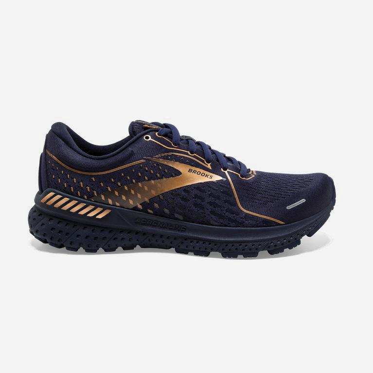 Brooks Adrenaline Gts 21 Womens Road Running Shoes - Navy/Black/Copper - Philippines (087654VDZ)